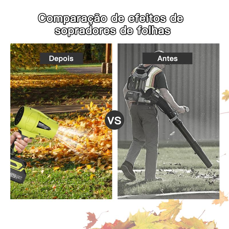 Comparação do uso do soprador sem fio SEESE com um soprador tradicional