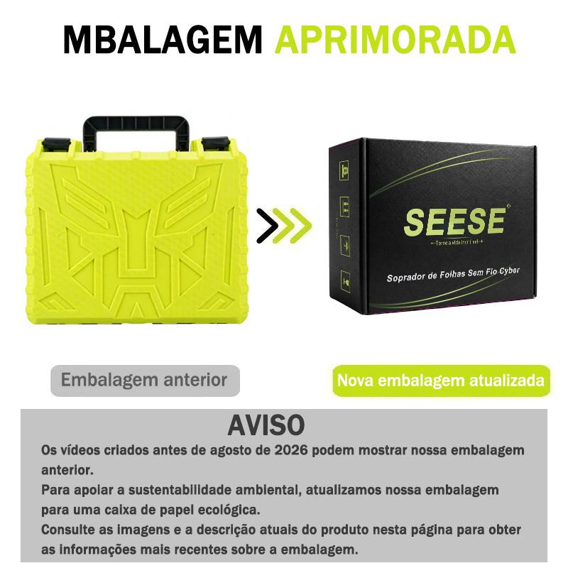 Comparação entre a embalagem anterior e a nova embalagem de papel do soprador SEESE